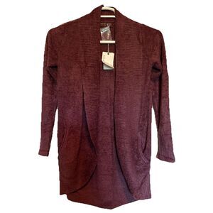 NWT Barefoot Dreams Burgundy CozyChic Lite Circle Cardigan Pockets Lagenlook XS